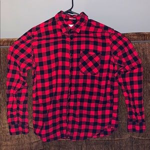 Striped Red/Black American Eagle Button-Down
